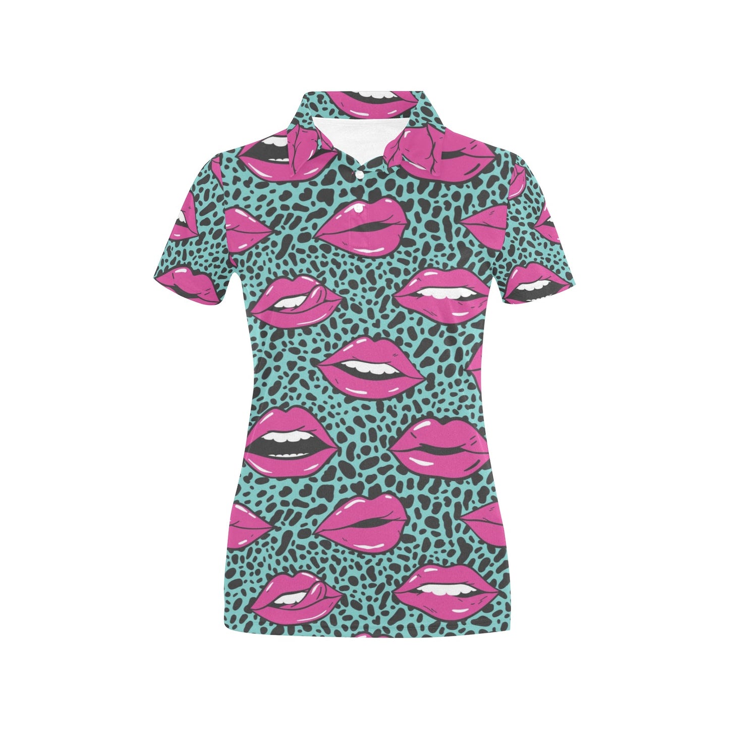 Lip Pattern Print Design 04 Women's Polo Shirt