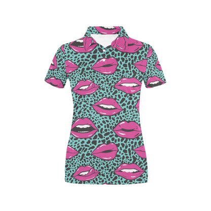 Lip Pattern Print Design 04 Women's Polo Shirt