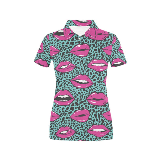Lip Pattern Print Design 04 Women's Polo Shirt