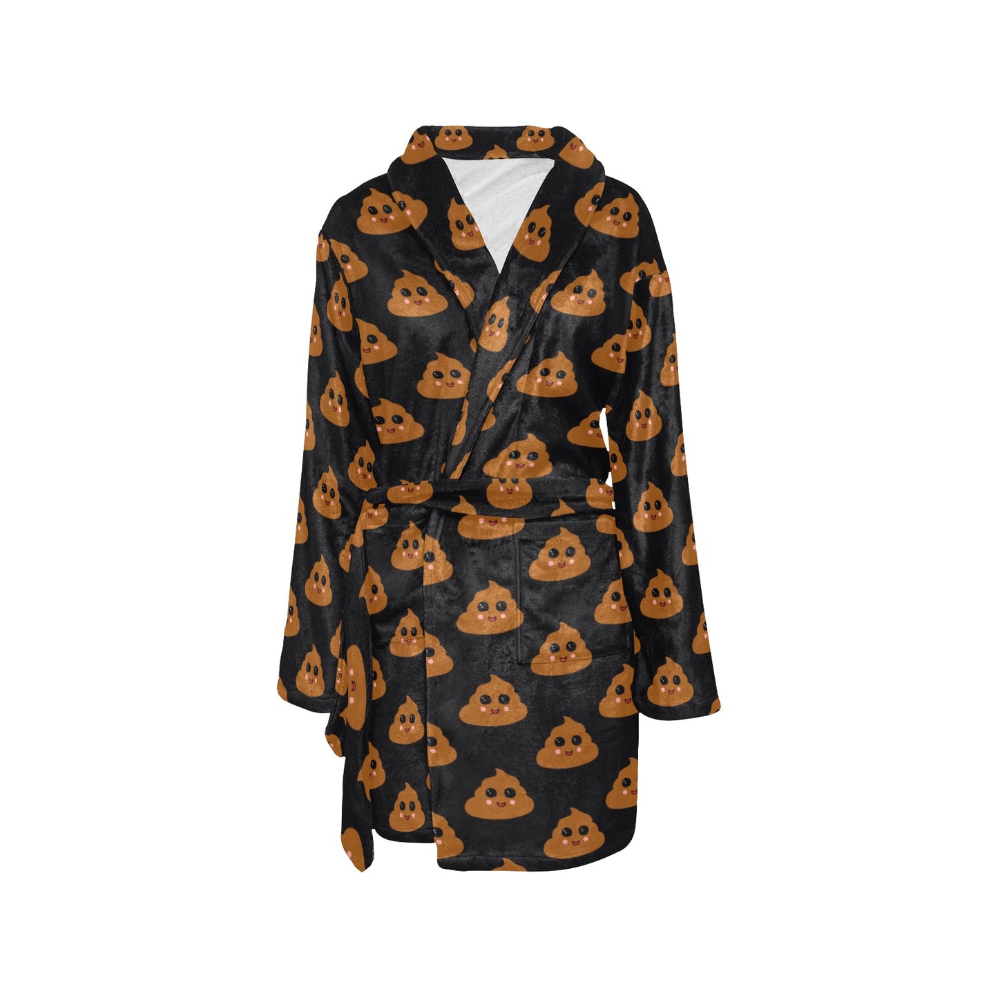 Poop Emoji Pattern Print Design A01 Women's Fleece Robe