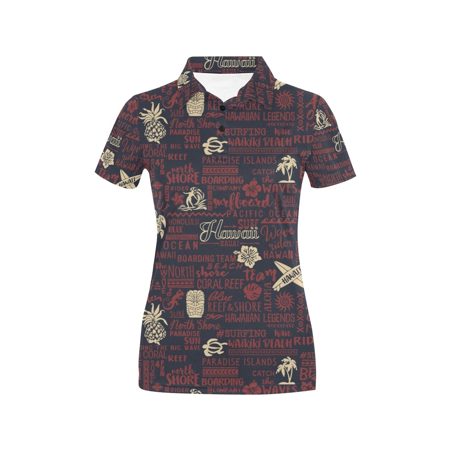 Hawaiian Themed Pattern Print Design H017 Women's Polo Shirt