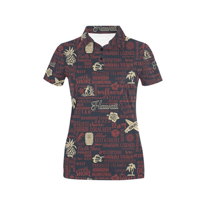 Hawaiian Themed Pattern Print Design H017 Women's Polo Shirt