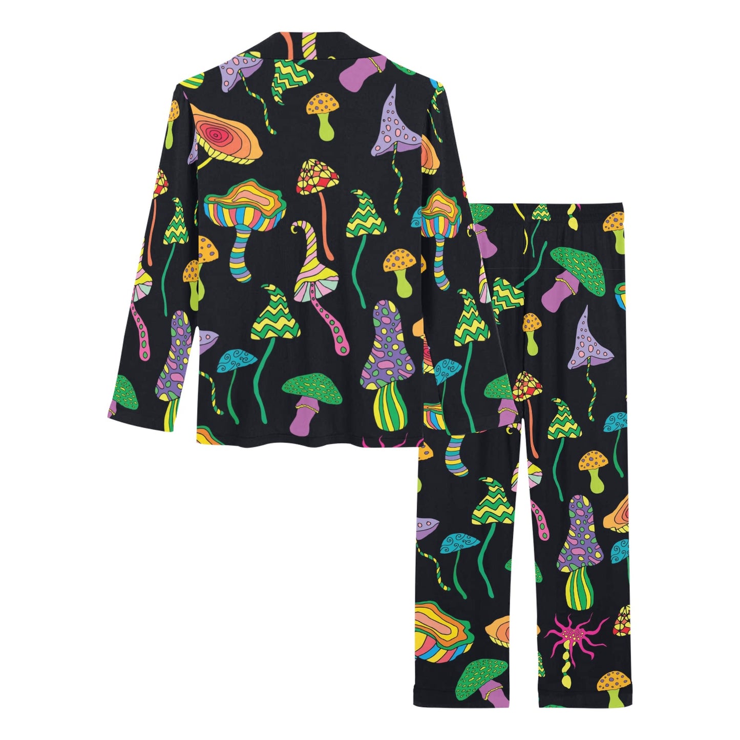 Psychedelic Mushroom Pattern Print Design A02 Women's Long Pajama Set