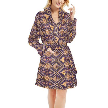 Aztec Pattern Print Design 09 Women's Fleece Robe