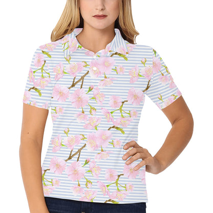 Pink Cherry Blossom Sakura Women's Polo Shirt