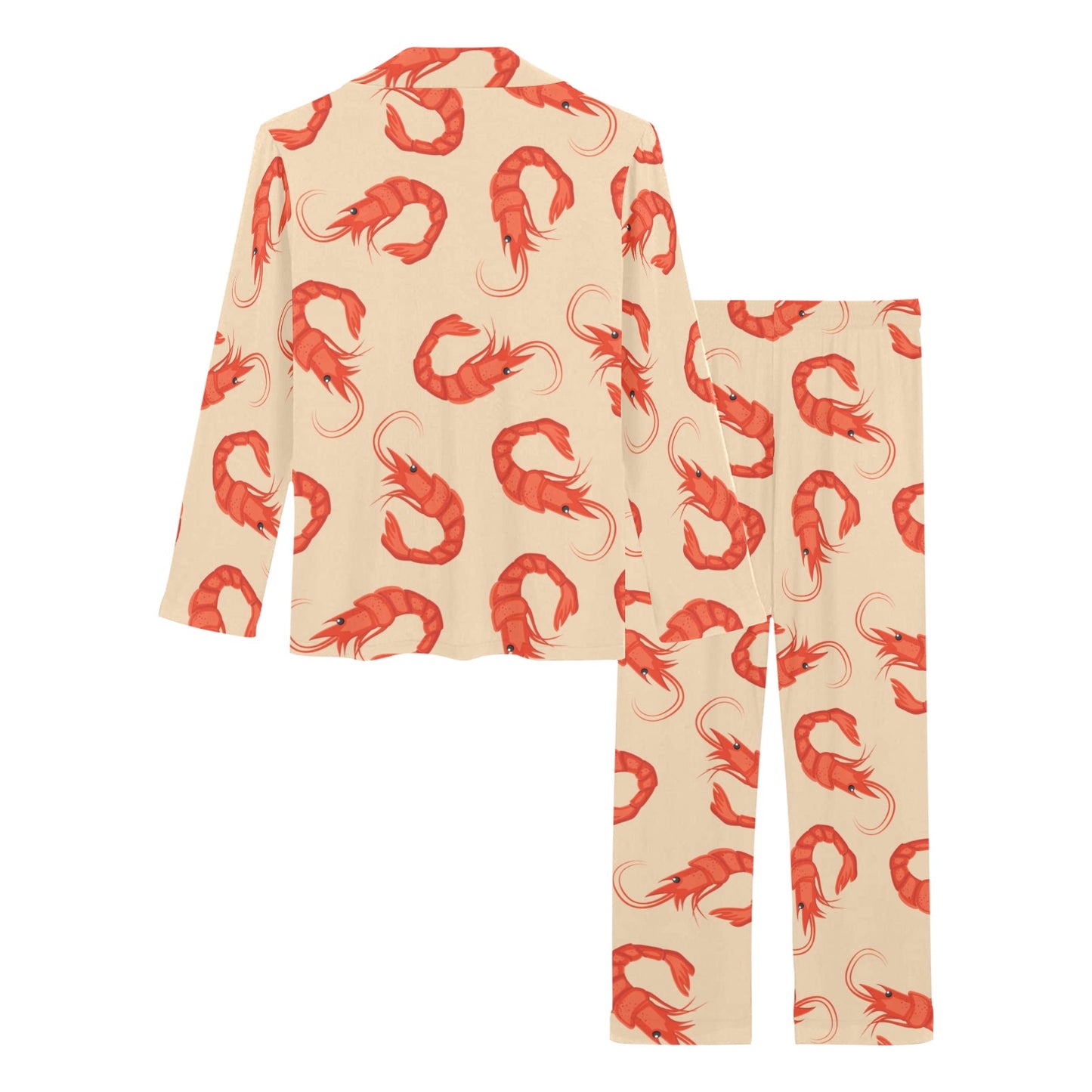 Prawn Pattern Print Design 02 Women's Long Pajama Set