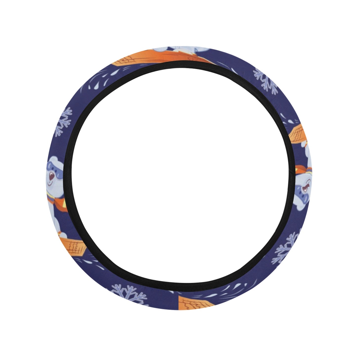 Snowboard Bear Print Design LKS305 Steering Wheel Cover with Elastic Edge