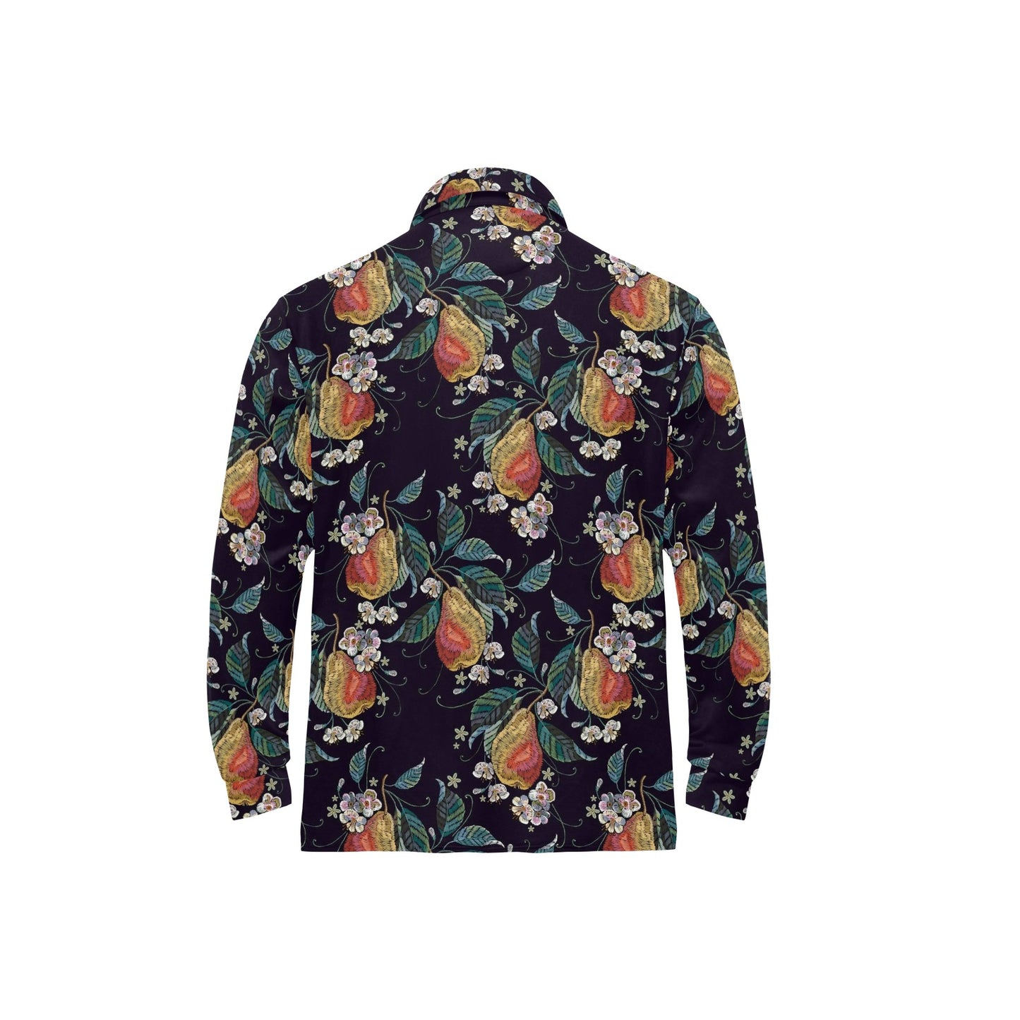 Pear Pattern Print Design PE02 Long Sleeve Polo Shirt For Men's