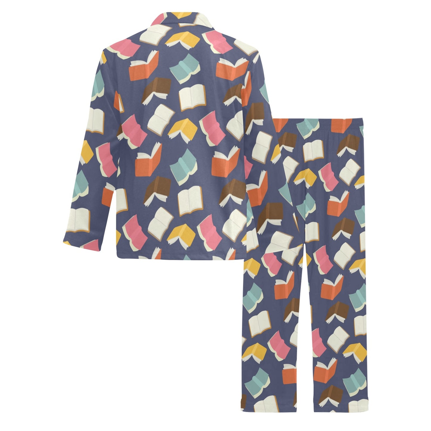 Book Pattern Print Design 01 Men's Long Pajama Set