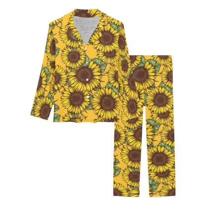 Sunflower Pattern Print Design SF04 Women's Long Pajama Set
