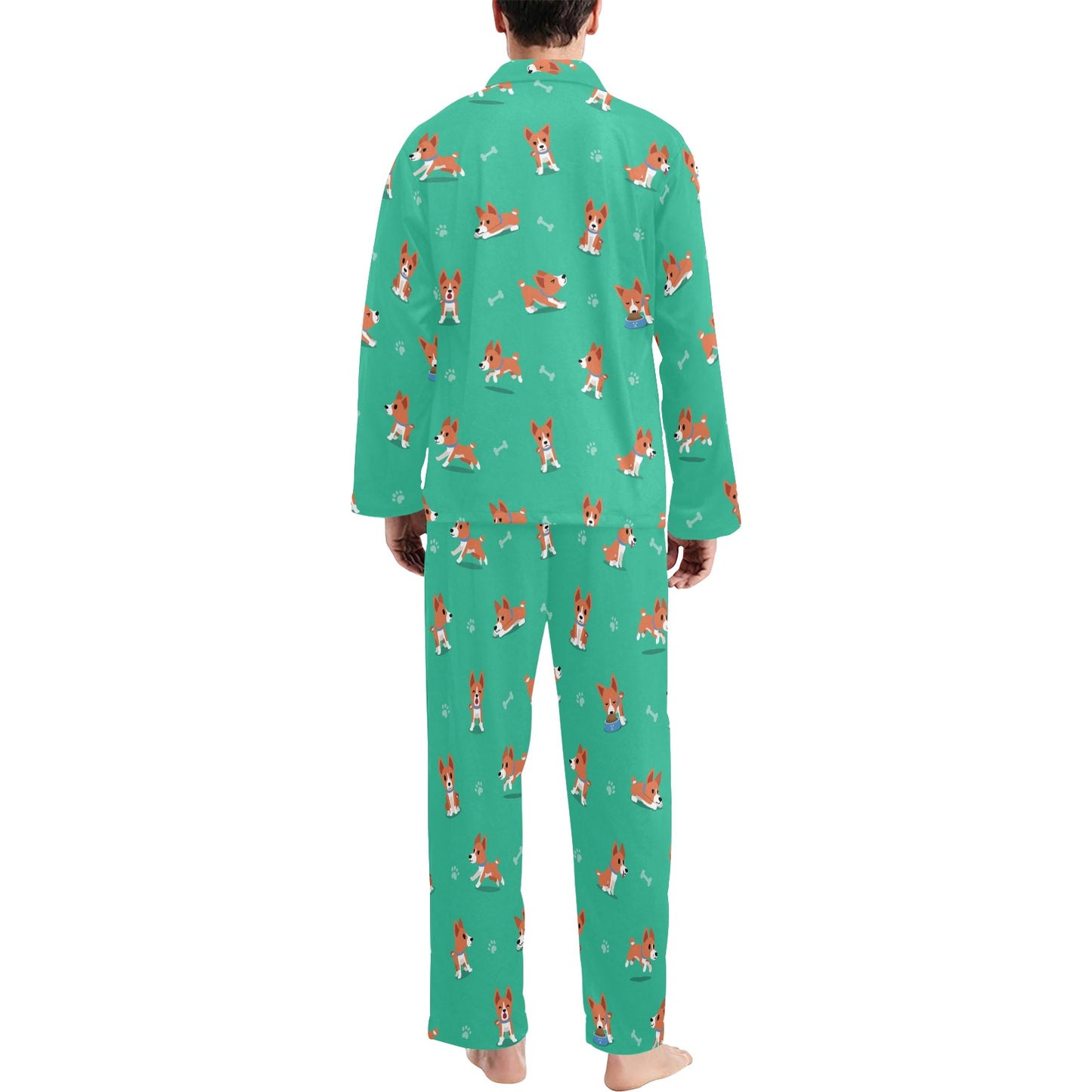 Basenji Pattern Print Design 02 Men's Long Pajama Set