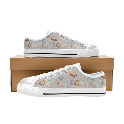 Sewing Equipment Print Design LKS302 Women's White Low Top Shoes