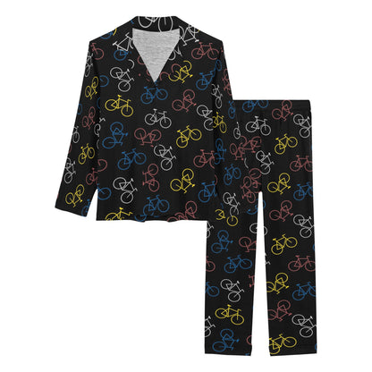 Bicycle Pattern Print Design 03 Women's Long Pajama Set
