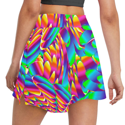 Psychedelic Trippy Pattern 17" Golf & Pickleball Skort with Pockets