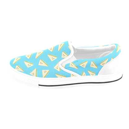 Sandwich Emoji Print Design LKS305 White Slip Ons Canvas Women's Shoes