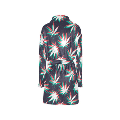 Pot Leaf Pattern Print Design A01 Women's Fleece Robe