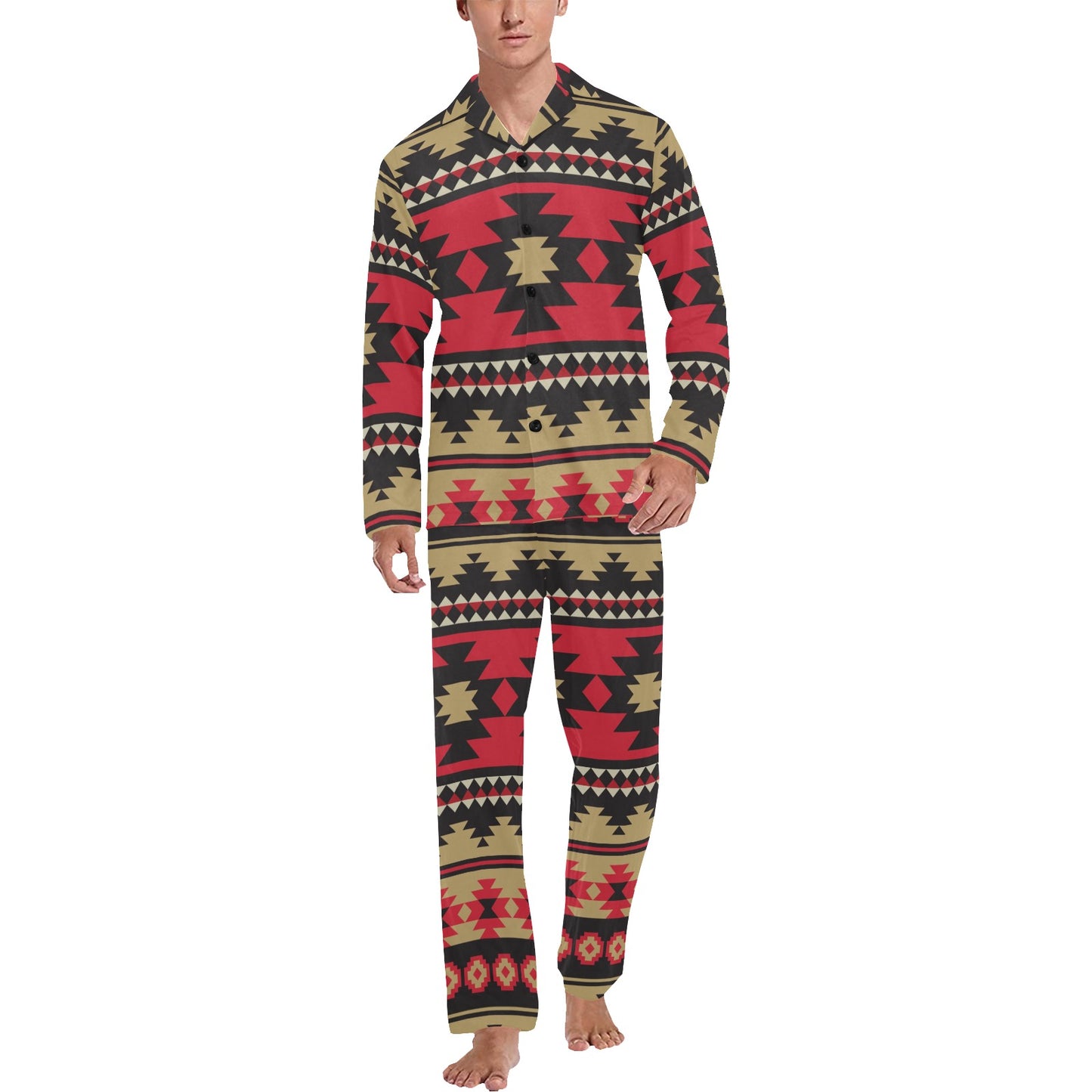 Navajo Pattern Print Design A04 Men's Long Pajama Set