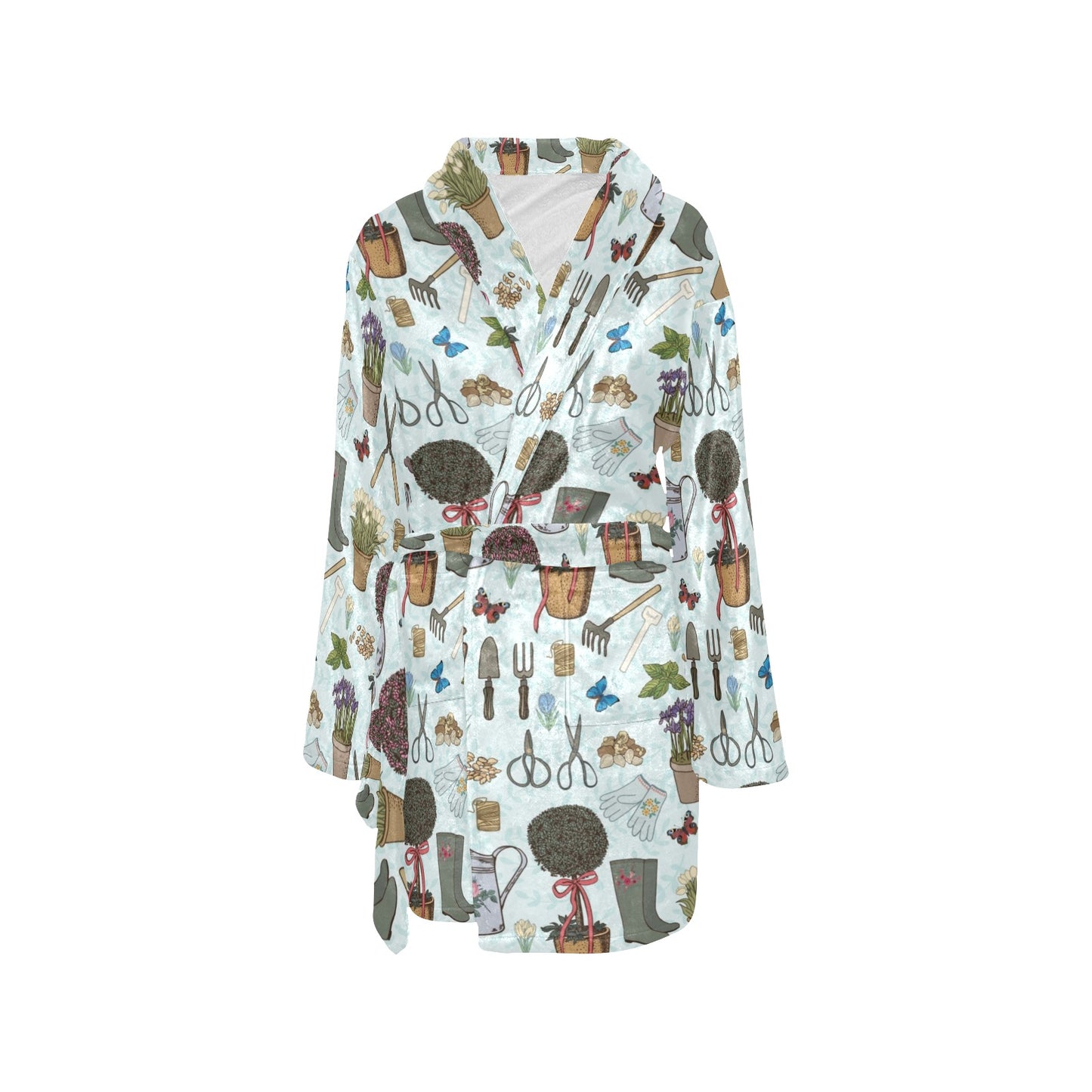 Gardening Pattern Print Design G01 Women's Fleece Robe