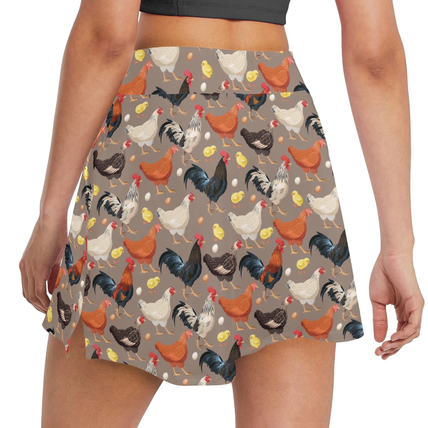Chicken Evolution Pattern 17" Golf & Pickleball Skort with Pockets