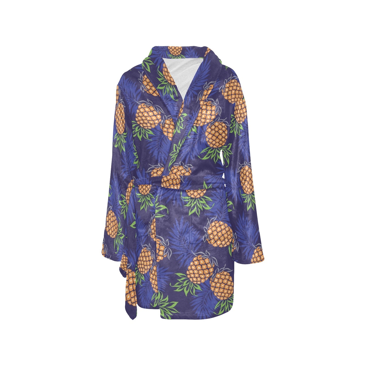 Pineapple Pattern Print Design PP02 Women's Fleece Robe