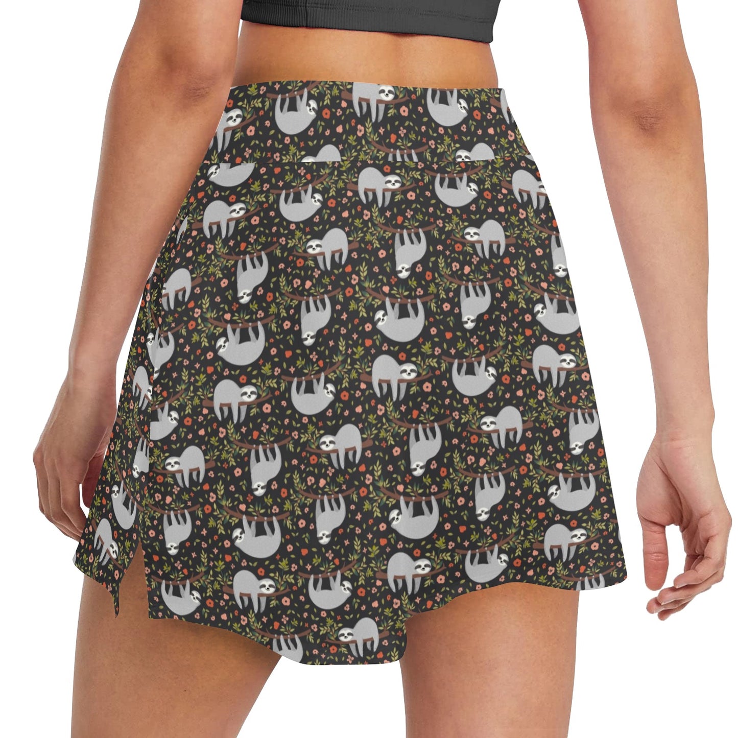 Sloth Cute Design Themed Print 17" Golf & Pickleball Skort with Pockets