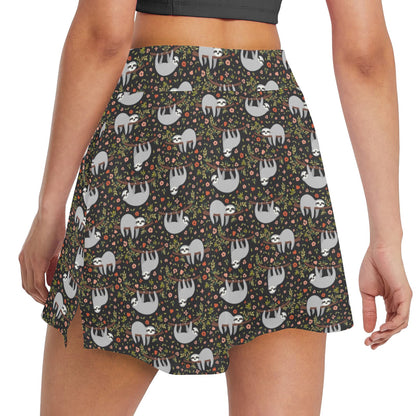 Sloth Cute Design Themed Print 17" Golf & Pickleball Skort with Pockets