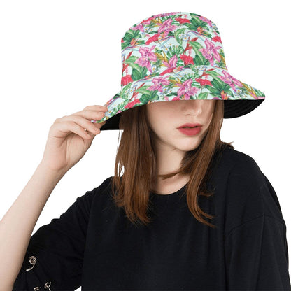Tropical Flower Print Design LKS304 Unisex Bucket Hat