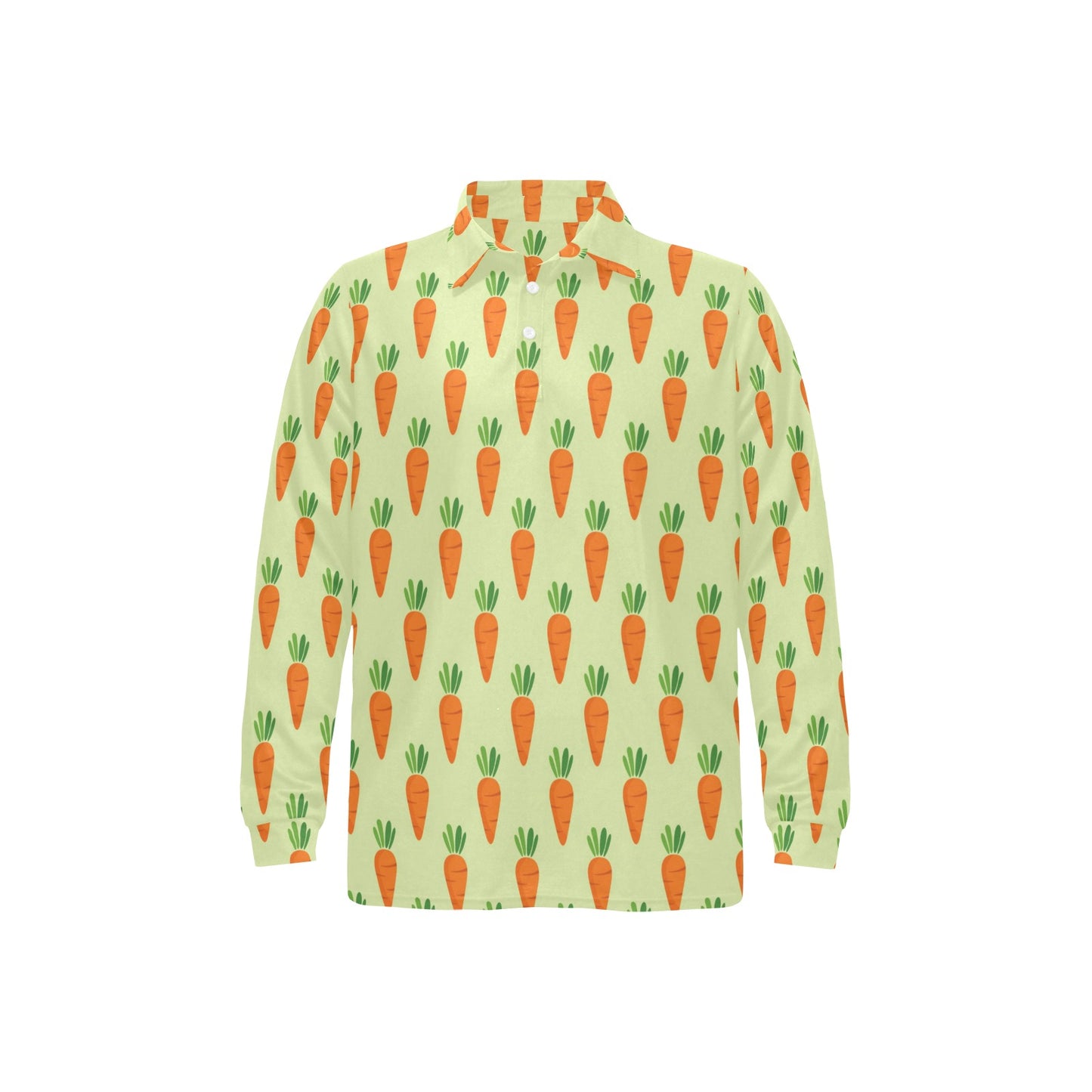 Carrot Pattern Print Design 02 Long Sleeve Polo Shirt For Men's