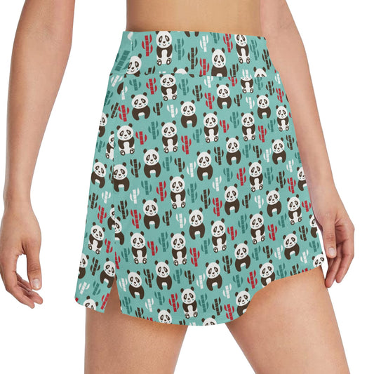 Panda Bear Cute Themed Print 17" Golf & Pickleball Skort with Pockets