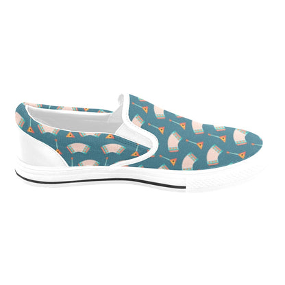 Accordion Print Design LKS402 White Slip Ons Canvas Women's Shoes