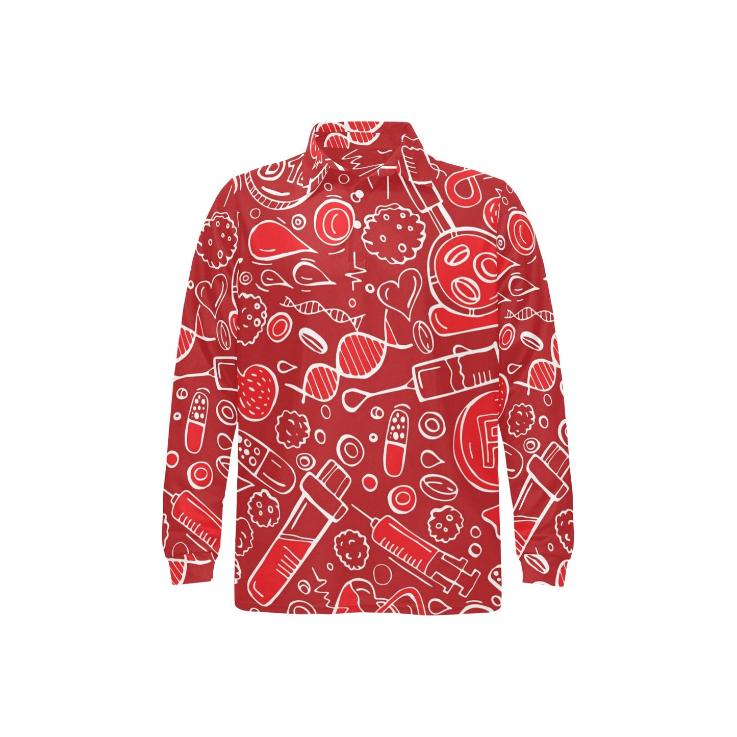 Phlebotomist Pattern Print Design A02 Long Sleeve Polo Shirt For Men's