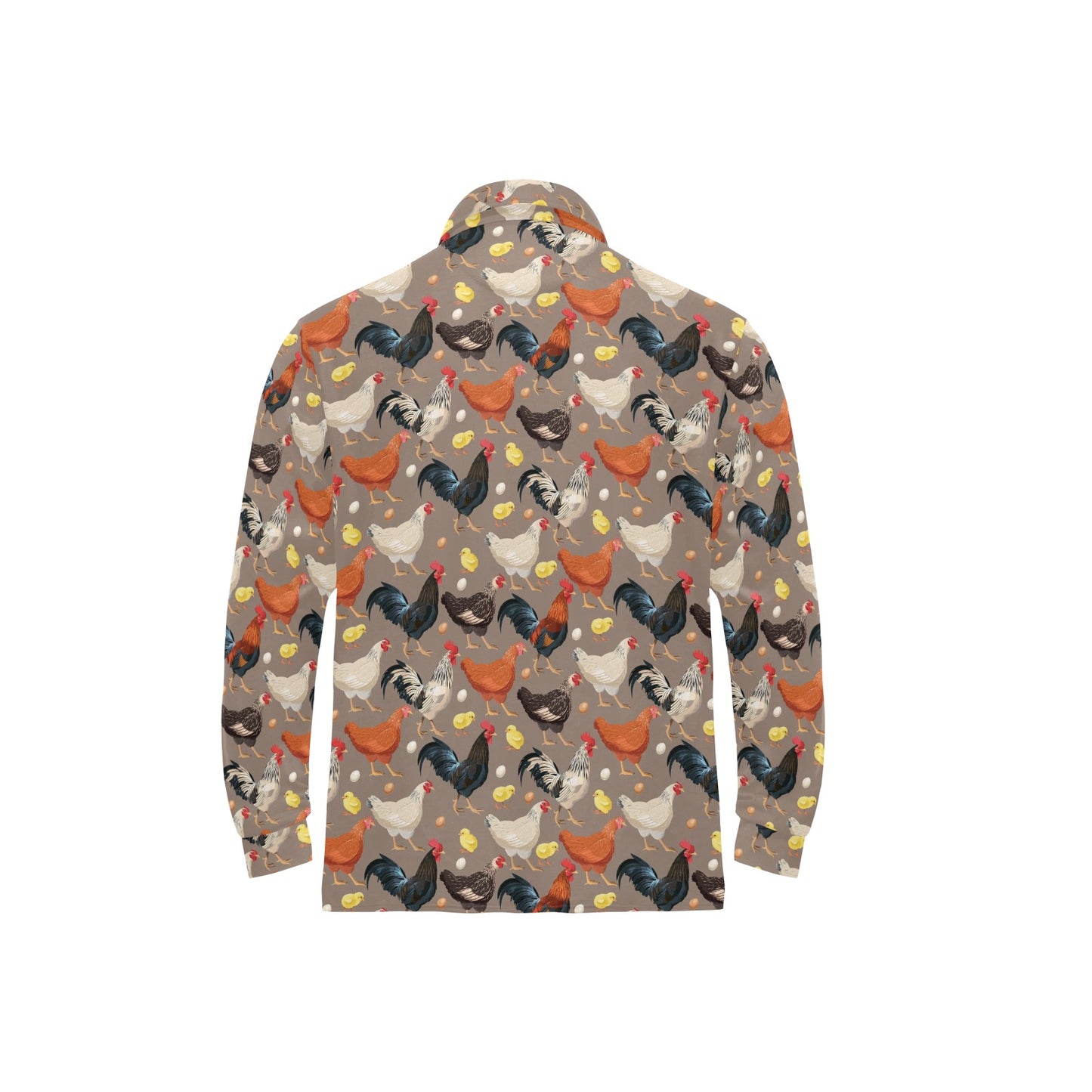 Chicken Evolution Pattern Long Sleeve Polo Shirt For Men's