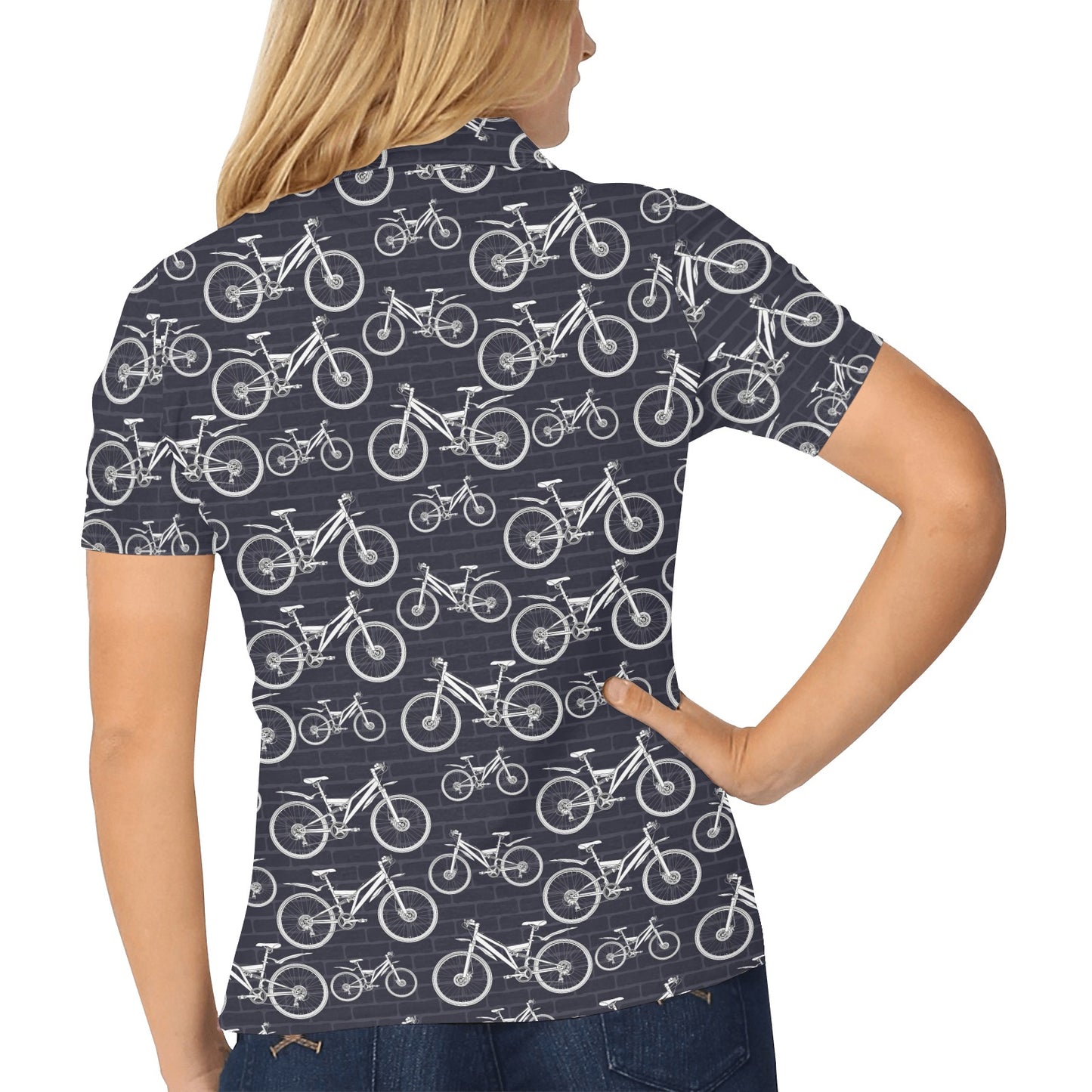 Mountain bike Pattern Print Design 02 Women's Polo Shirt