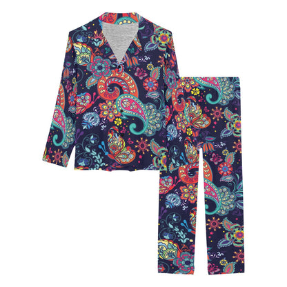 Paisley Boho Pattern Print Design A06 Women's Long Pajama Set