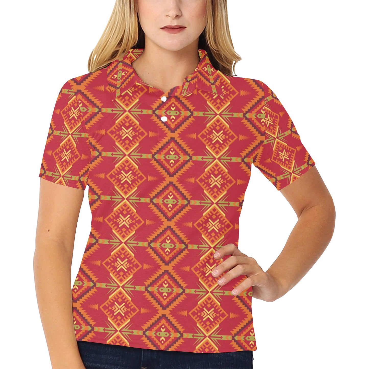 Southwest Pattern Print Design LKS305 Women's Polo Shirt