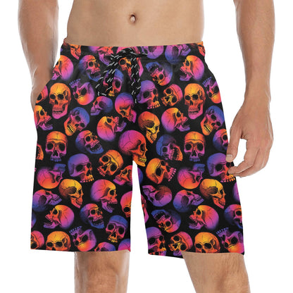 Skull Multicolor Print Design LKS3011 Men's Swim Trunks Beach Shorts