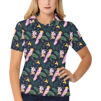 Cockatoo Pattern Print Design 03 Women's Polo Shirt