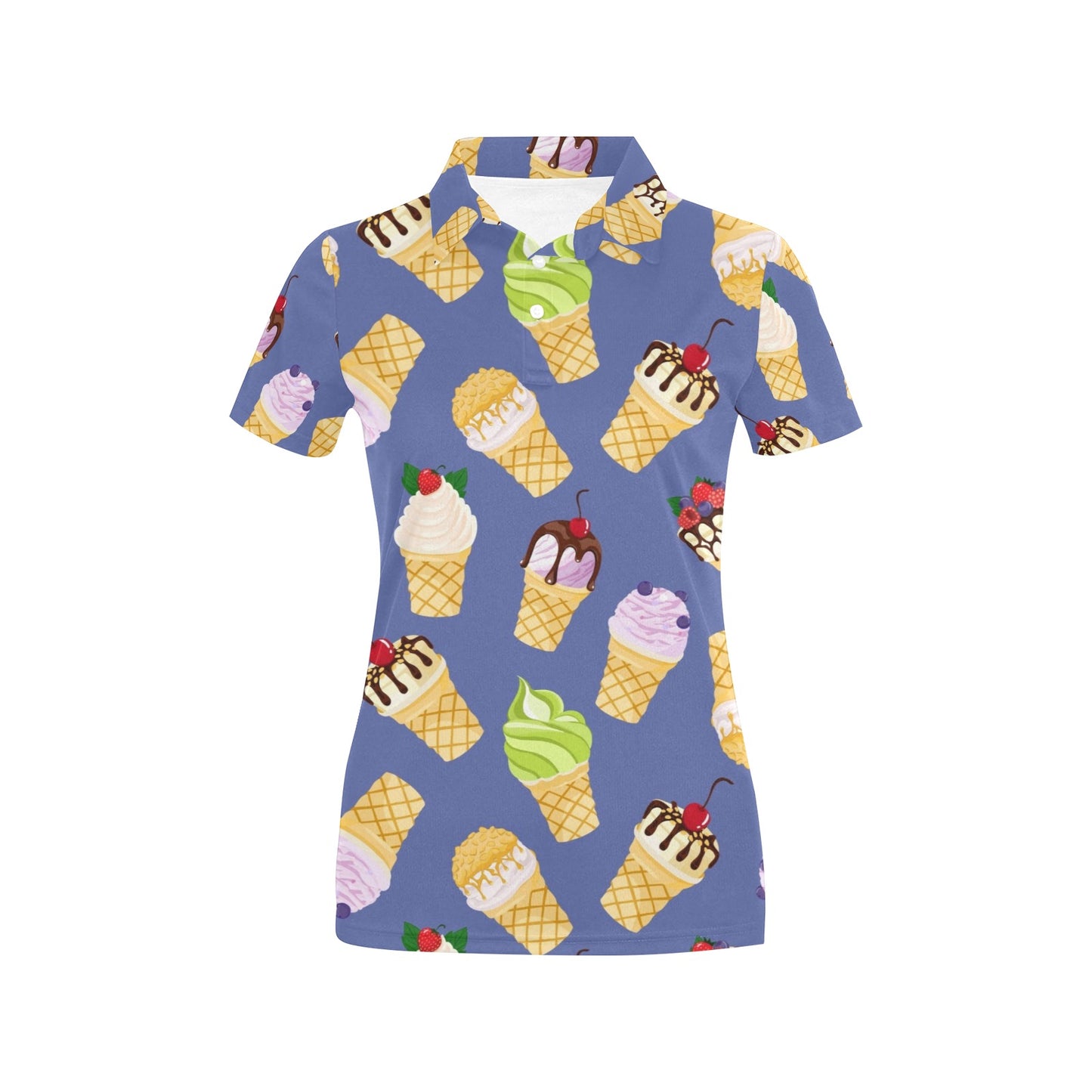 Ice Cream Pattern Print Design IC03 Women's Polo Shirt