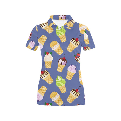 Ice Cream Pattern Print Design IC03 Women's Polo Shirt