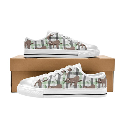 Sloth Print Design LKS301 Women's White Low Top Shoes