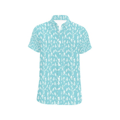 Sweet Pea Print Design LKS302 Men Short Sleeve Button Up Shirt