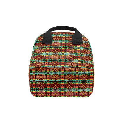 Kente Red Design African Print Insulated Lunch Bag