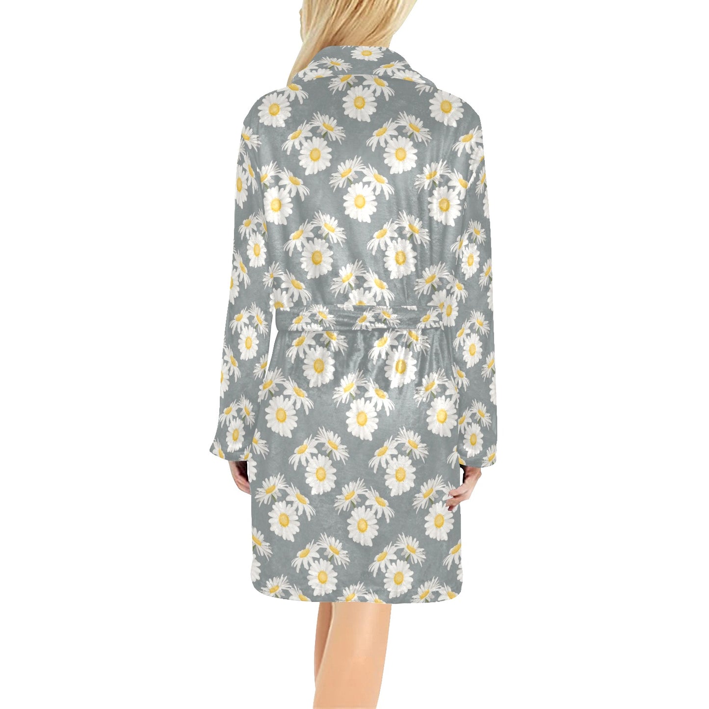 Daisy Pattern Print Design DS09 Women's Fleece Robe