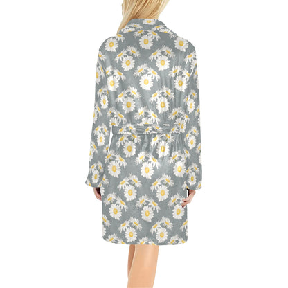 Daisy Pattern Print Design DS09 Women's Fleece Robe