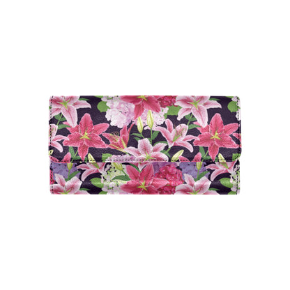 Lily Pattern Print Design LY017 Women's Trifold Wallet