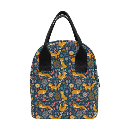Fox Cute Jungle Print Pattern Insulated Lunch Bag
