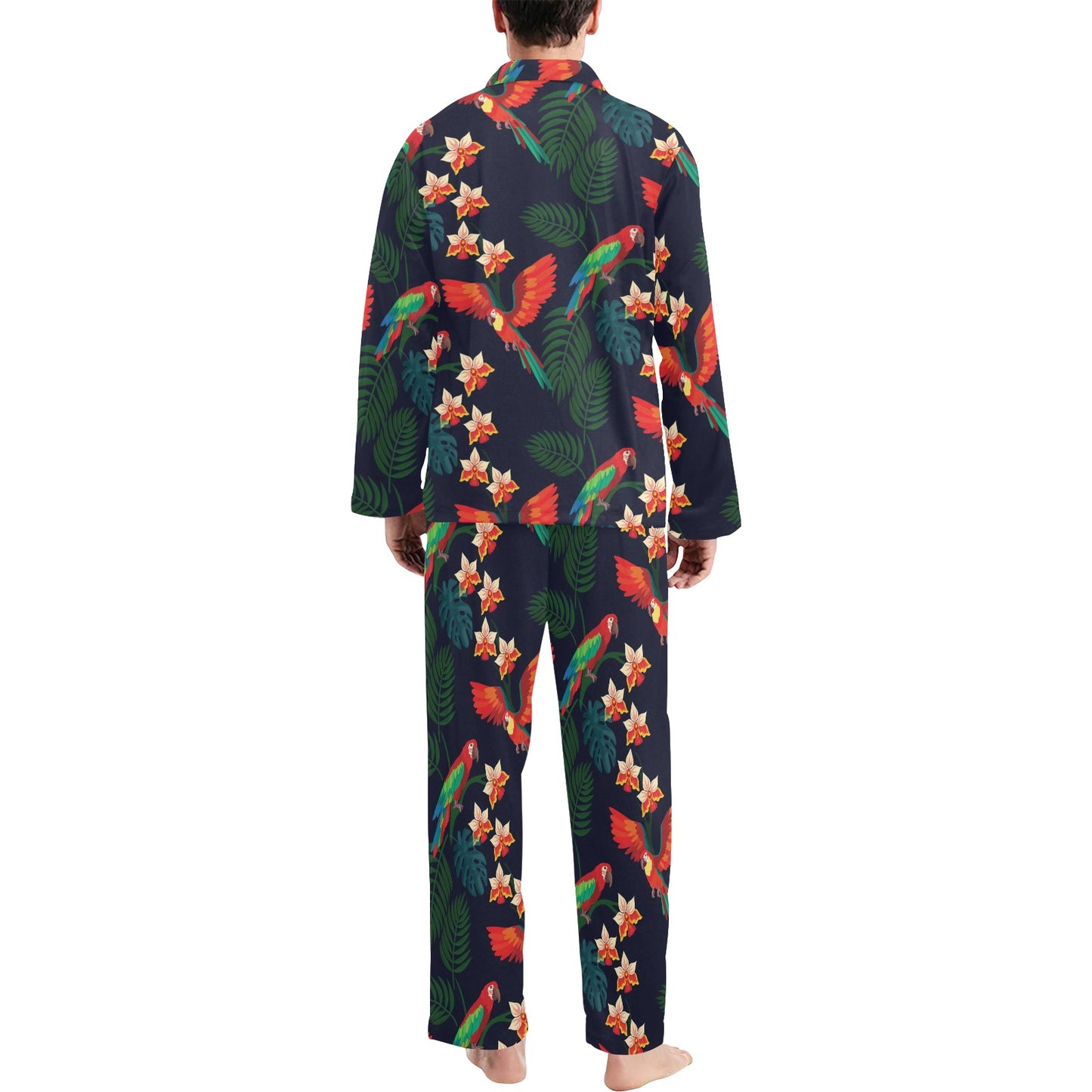 Macaw Pattern Print Design 02 Men's Long Pajama Set