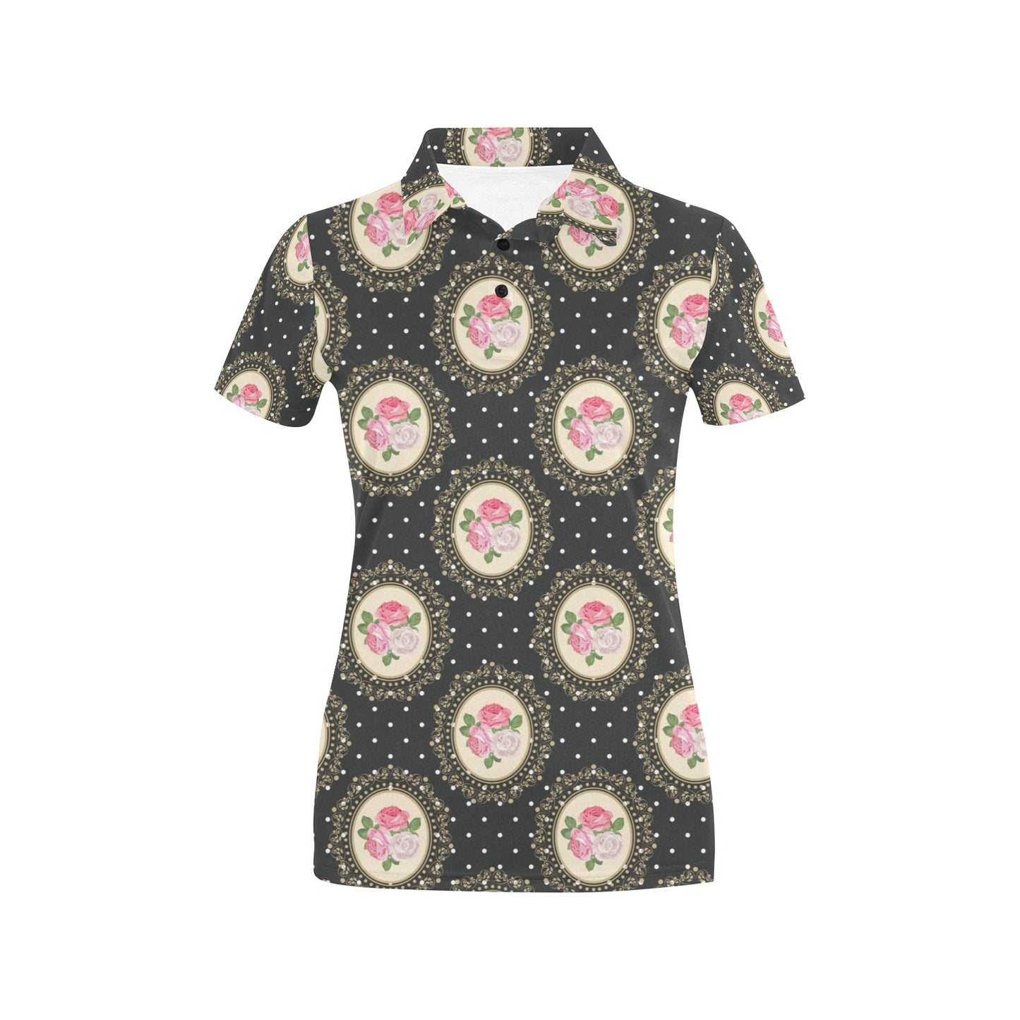Rose Pattern Print Design RO015 Women's Polo Shirt