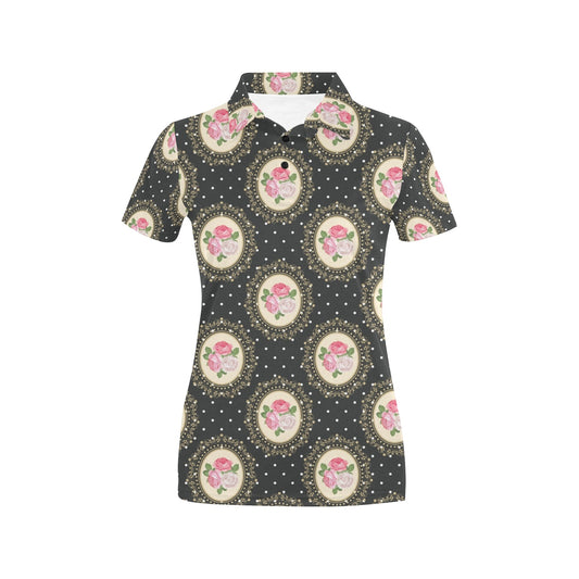 Rose Pattern Print Design RO015 Women's Polo Shirt