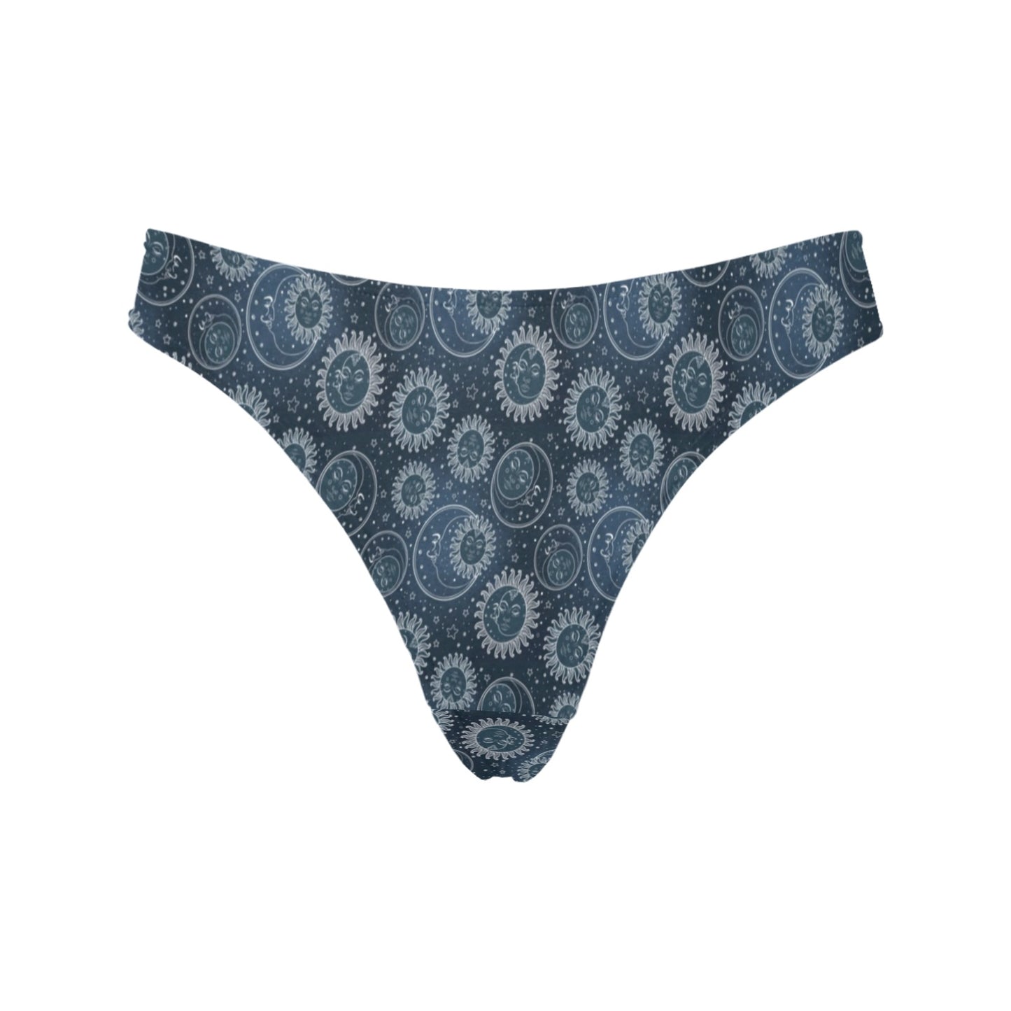 Sun Moon Tattoo Design Themed Print Women's Thongs